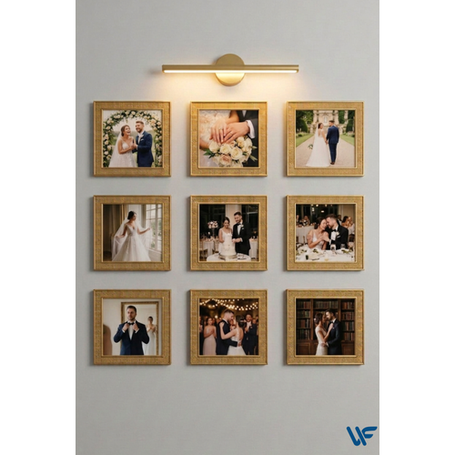 9'lu Kare Siyah �er�eve Seti � 20x20 Cm (D�� �l��) Duvar Dekoru Ve Ayakl� Foto�raf �er�evesi