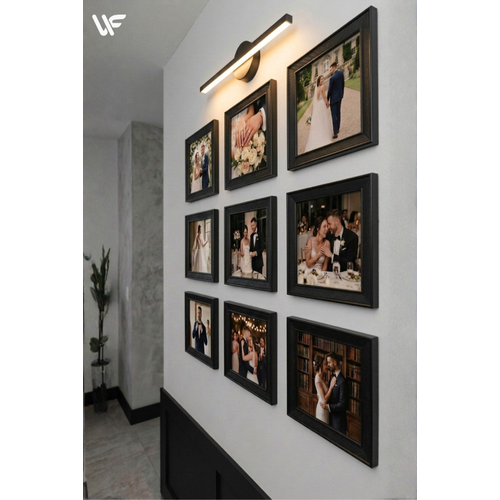 9'lu Kare Siyah �er�eve Seti � 20x20 Cm (D�� �l��) Duvar Dekoru Ve Ayakl� Foto�raf �er�evesi