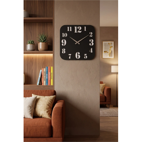 Modern Ah�ap Duvar Saati 40x40 cm MDF Dekoratif Kare Tasar�m