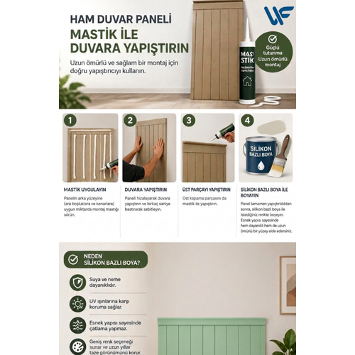 Dekoratif �izgi Stil Duvar Paneli ( 54 X 100 ) Boyanabilir Ah�ap 6 mm Ham Mdf Duvar Paneli