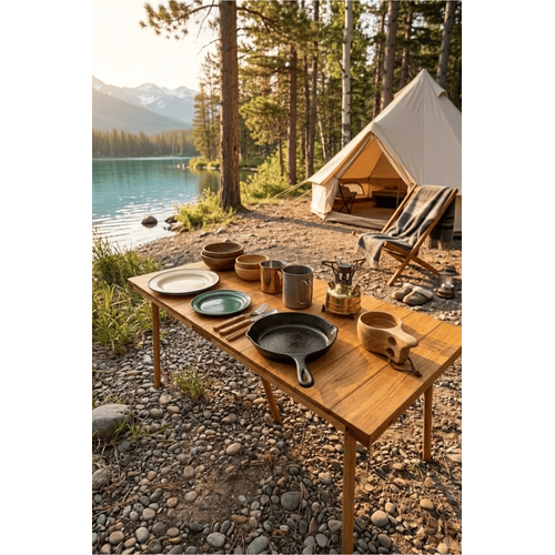 Portatif Katlanabilir Ah�ap Kamp Masas� 50x100 cm El Yap�m� Piknik Masas� Ta��nabilir Masa Outdoor Balkon Bah�e Kamp Ekipman�