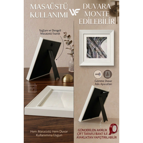 9'lu Kare Siyah �er�eve Seti � 20x20 Cm (D�� �l��) Duvar Dekoru Ve Ayakl� Foto�raf �er�evesi