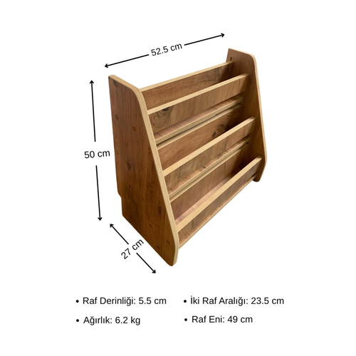 Montessori Ah�ap Yer Kitapl��� 50x50 Kitapl�k