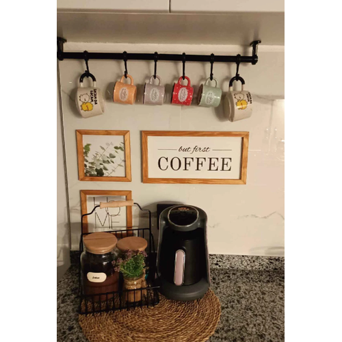 Kahve K��esi But First Coffee F�nd�k Ah�ap �er�eveli Tablo