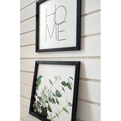 Okalipt�s Home Yaz�l� Siyah Ah�ap �er�eveli Tablo Seti