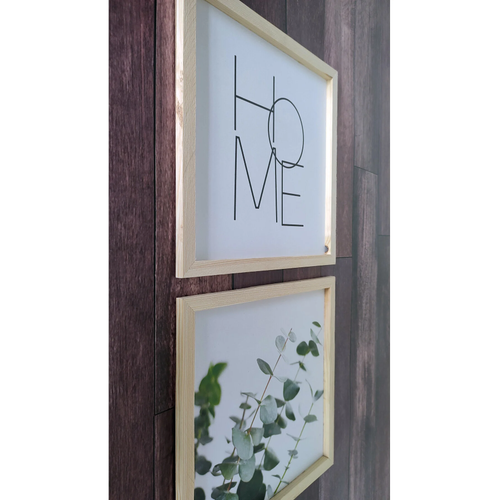 Okalipt�s Home Yaz�l� Ham Ah�ap �er�eveli Tablo Seti