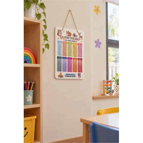 Ah�ap �arp�m Tablosu E�itici �arp�m Tablosu Poster �ocuklar ��in Matematik E�itim Panosu 30x40 cm
