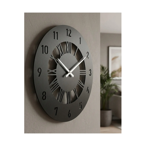 Time Collection Latin Ve Roma Rakaml� Ah�ap Dekoratif Siyah Duvar Saati