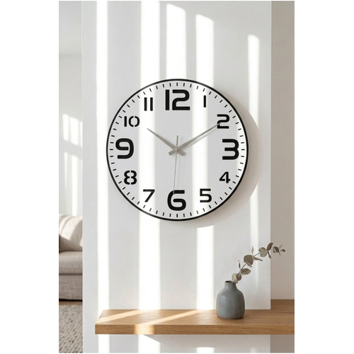 B�y�k Rakaml� Modern Dekoratif Ah�ap Duvar Saati - Sessiz Mekanizma - (40 CM)