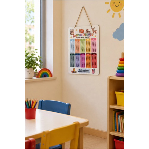 Ah�ap �arp�m Tablosu E�itici �arp�m Tablosu Poster �ocuklar ��in Matematik E�itim Panosu 30x40 cm