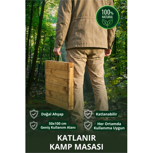 Portatif Katlanabilir Ah�ap Kamp Masas� 50x100 cm El Yap�m� Piknik Masas� Ta��nabilir Masa Outdoor Balkon Bah�e Kamp Ekipman�