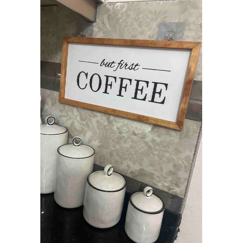 Kahve K��esi But First Coffee F�nd�k Ah�ap �er�eveli Tablo