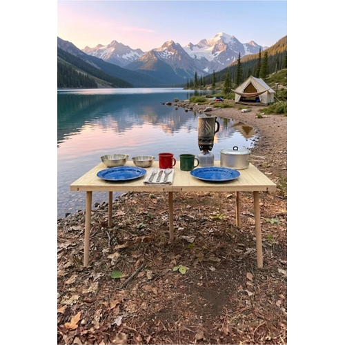Portatif Katlanabilir Ah�ap Kamp Masas� 50x100 cm El Yap�m� Piknik Masas� Ta��nabilir Masa Outdoor Balkon Bah�e Kamp Ekipman�