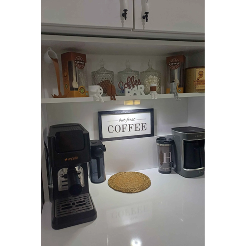 Kahve K��esi But First Coffee Siyah Ah�ap �er�eveli Tablo