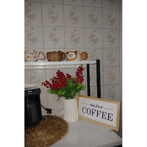 Kahve K��esi But First Coffee Ham Ah�ap �er�eveli Tablo