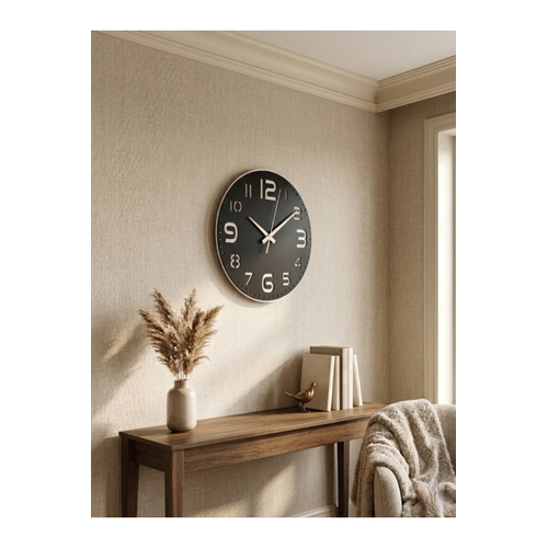 B�y�k Rakaml� Modern Dekoratif Ah�ap Duvar Saati - Sessiz Mekanizma - (40 CM)