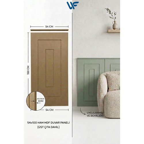 Dekoratif Dikg�rtgen Stil Duvar Paneli ( 54 X 100 ) Boyanabilir Ah�ap 6 mm Ham Mdf Duvar Paneli