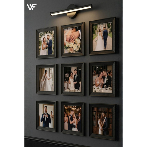 9'lu Kare Siyah �er�eve Seti � 20x20 Cm (D�� �l��) Duvar Dekoru Ve Ayakl� Foto�raf �er�evesi