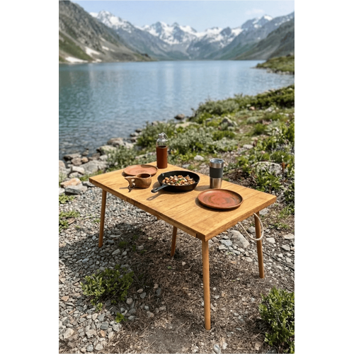 Portatif Katlanabilir Ah�ap Kamp Masas� 50x100 cm El Yap�m� Piknik Masas� Ta��nabilir Masa Outdoor Balkon Bah�e Kamp Ekipman�