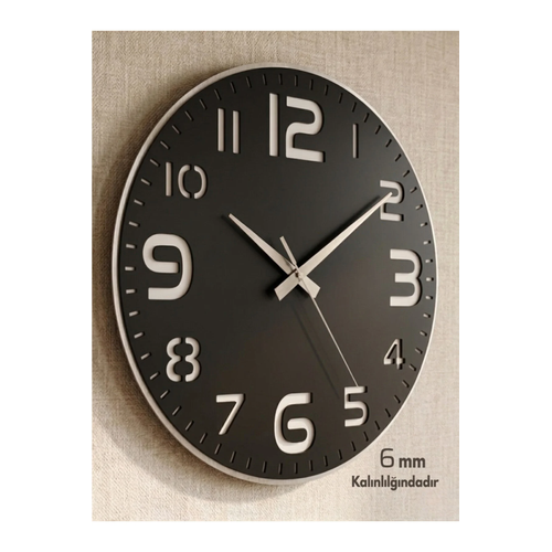 B�y�k Rakaml� Modern Dekoratif Ah�ap Duvar Saati - Sessiz Mekanizma - (40 CM)