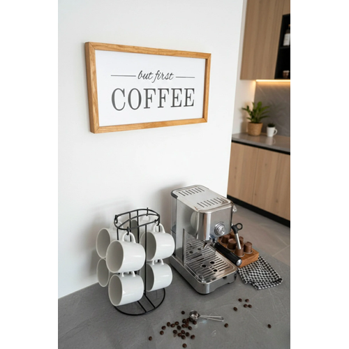 Kahve K��esi But First Coffee F�nd�k Ah�ap �er�eveli Tablo