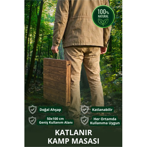 Portatif Katlanabilir Ah�ap Kamp Masas� 50x100 cm El Yap�m� Piknik Masas� Ta��nabilir Masa Outdoor Balkon Bah�e Kamp Ekipman�