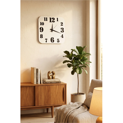 Modern Ah�ap Duvar Saati 40x40 cm MDF Dekoratif Kare Tasar�m