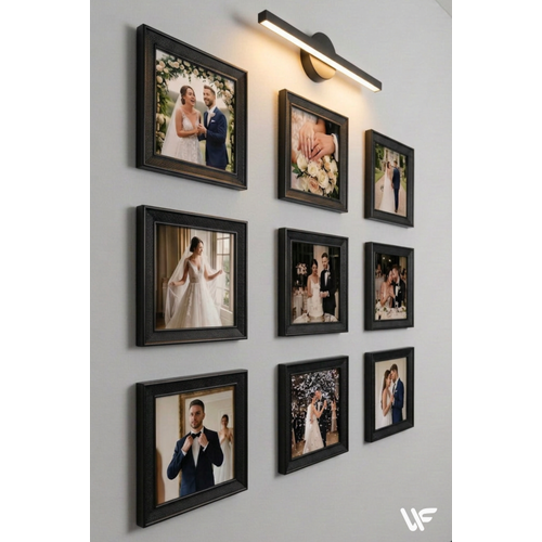 9'lu Kare Siyah �er�eve Seti � 20x20 Cm (D�� �l��) Duvar Dekoru Ve Ayakl� Foto�raf �er�evesi