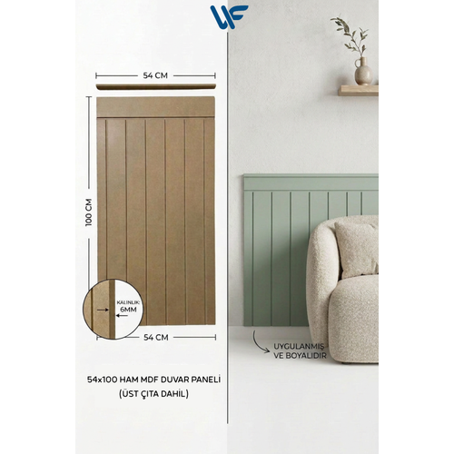 Dekoratif �izgi Stil Duvar Paneli ( 54 X 100 ) Boyanabilir Ah�ap 6 mm Ham Mdf Duvar Paneli