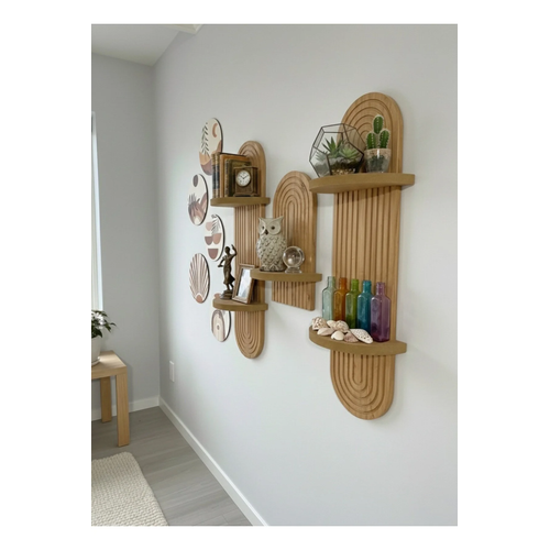 Semplice Duvar Raf� 3'l� Set ve 5 Par�a Oval Tablo Duvar Dekorasyon �r�n� Raf Seti