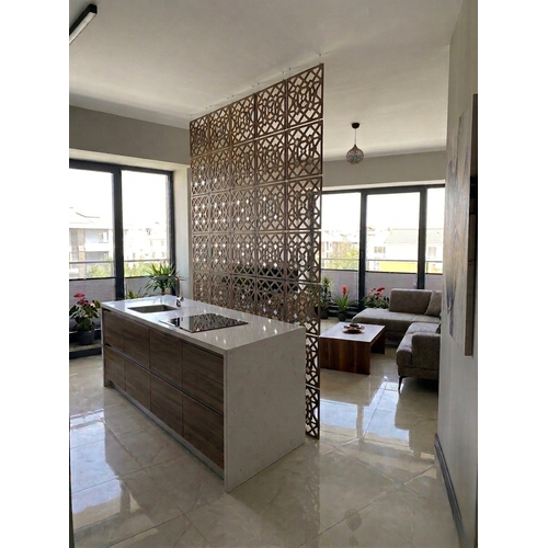 Lazer Kesim Ah�ap Seperat�r, Ev ve Ofis ��in 40x40 cm Mod�ler Dekoratif Oda Ay�r�c� Paravan (4 Adet)