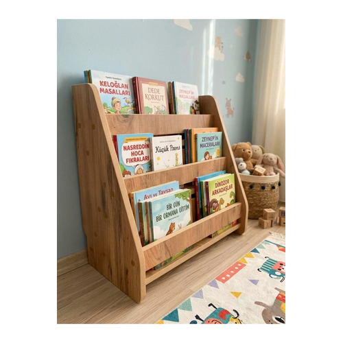 Montessori Ah�ap Yer Kitapl��� 50x50 Kitapl�k
