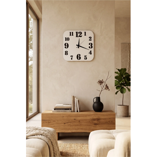 Modern Ah�ap Duvar Saati 40x40 cm MDF Dekoratif Kare Tasar�m