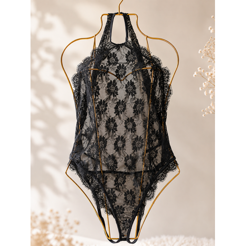 Siyah Boyun Detayl� Bodysuit
