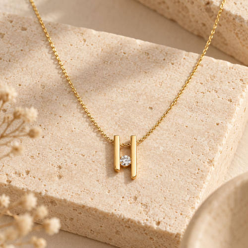 Twin Line Diamond Necklace