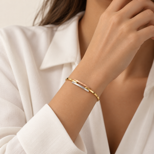 Trinity Lines Gold Bracelet