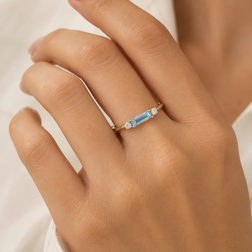 Blue Topaz Minimal Ring