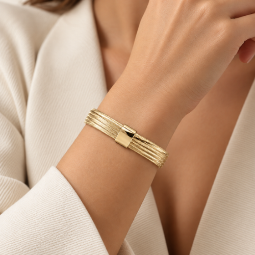 Flex Weave Large Gold Bracelet