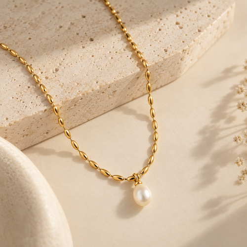 Golden Pearl Link Necklace