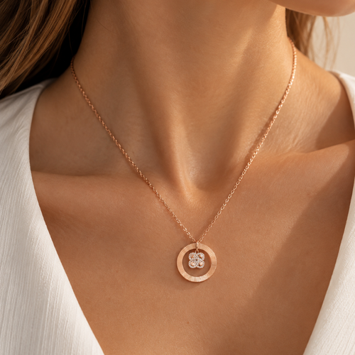 Halo Clover Diamond Necklace