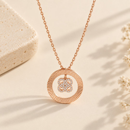 Halo Clover Diamond Necklace