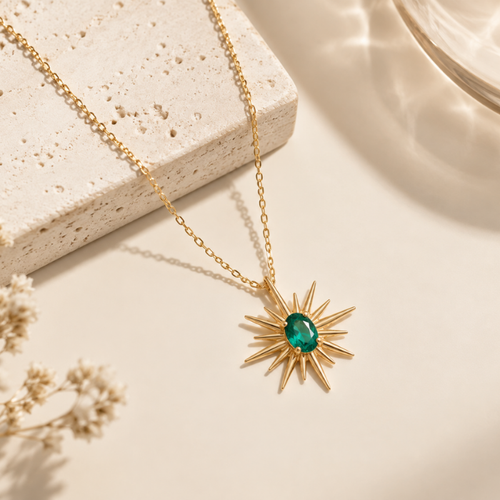 Emerald Sunburst Necklace