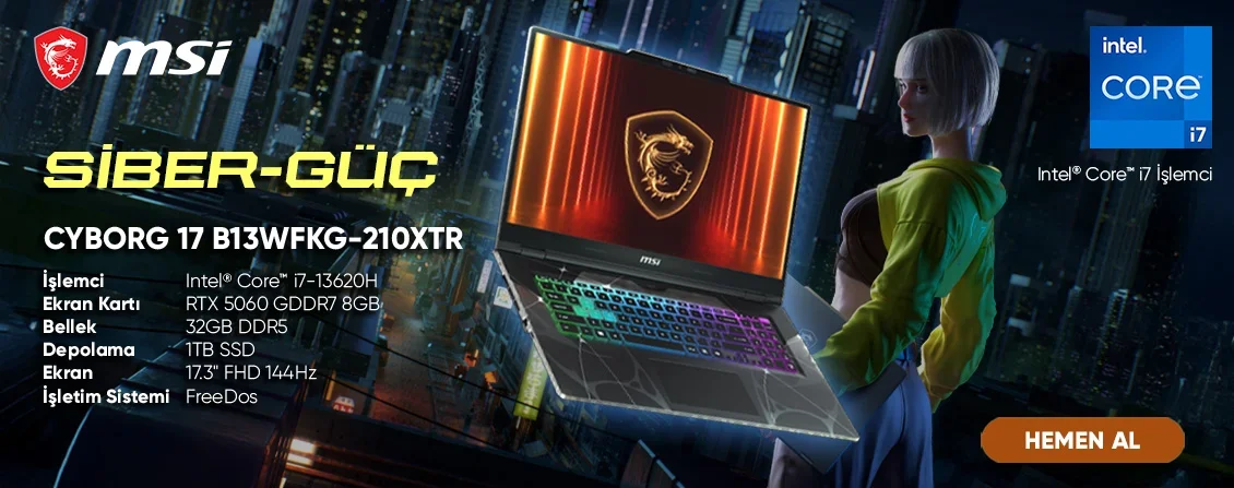 MSI Cyborg 17 B13WFKG-210XTR Intel Core i7 i�lemcili RTX 5060 ekran kartl� gaming notebook f�rsat�