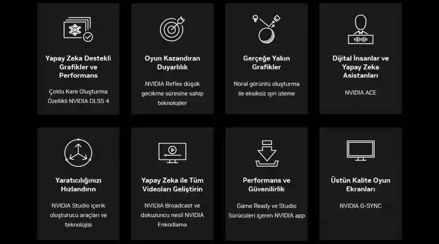 NVIDIA GeForce RTX50 Masast Bilgisayarlar zellikleri