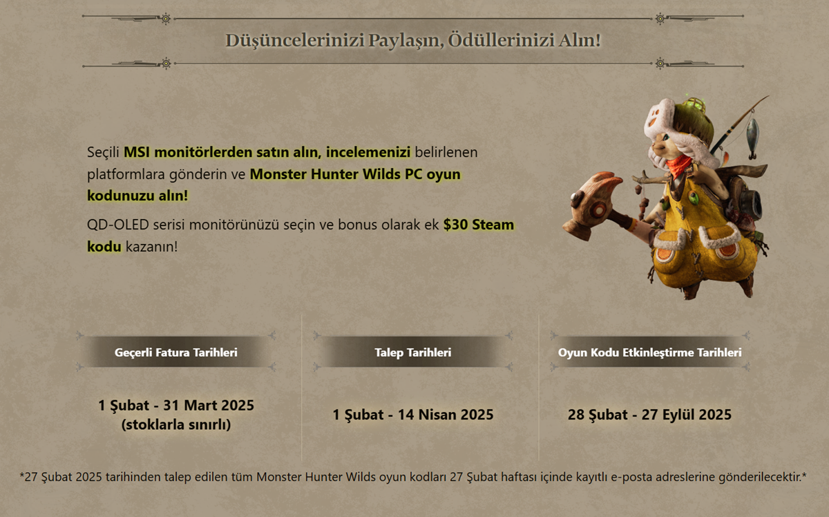 MSI Monster Hunter Wilds Hediyesi