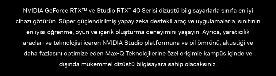 NVIDIA GeForce RTX ve Studio RTX Dizst Bilgisayarlar 