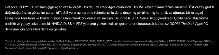 NVIDIA GeForce RTX50 ile Serisi rnlerle DOOM: The Dark Ages Avantaj