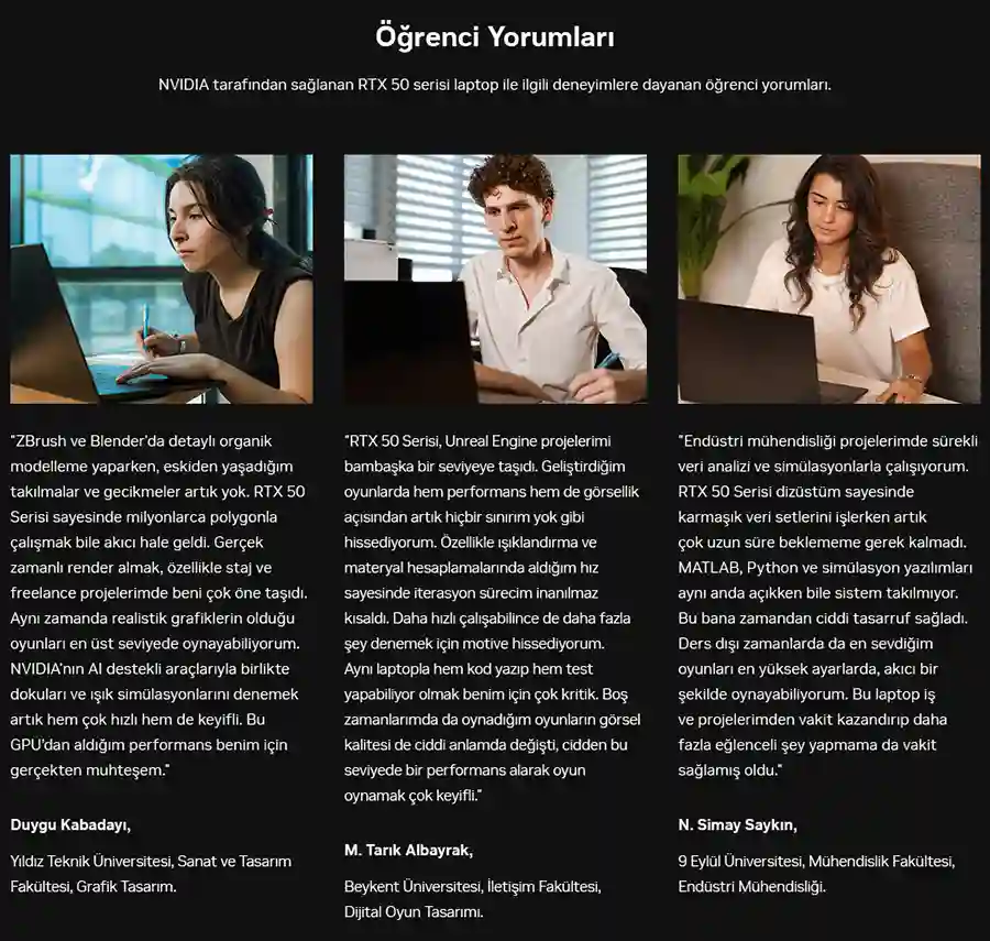 NVIDIA GeForce RTX50 Dizst Bilgisayarlar renci Yorumlar