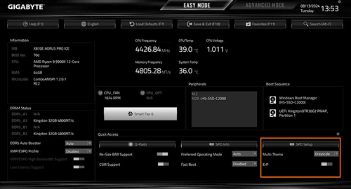 Gigabyte X870E AORUS Elite WiFi7 ICE UC BIOS �oklu Tema ve �zel Gri Tonlama Modu