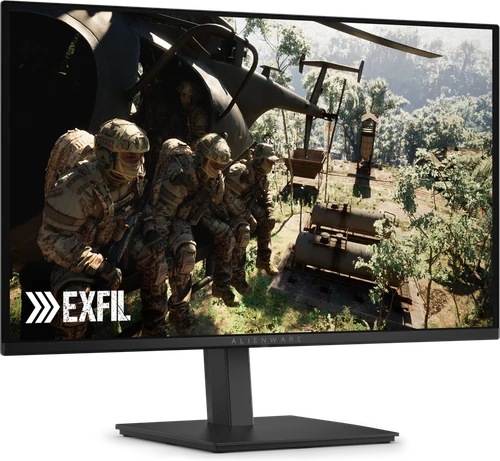 Alienware AW2726DM sağ açılı görünüm Dell Alienware AW2726DM QD-OLED oyuncu monitörü sağ açılı görünüm, oyun sahnesi